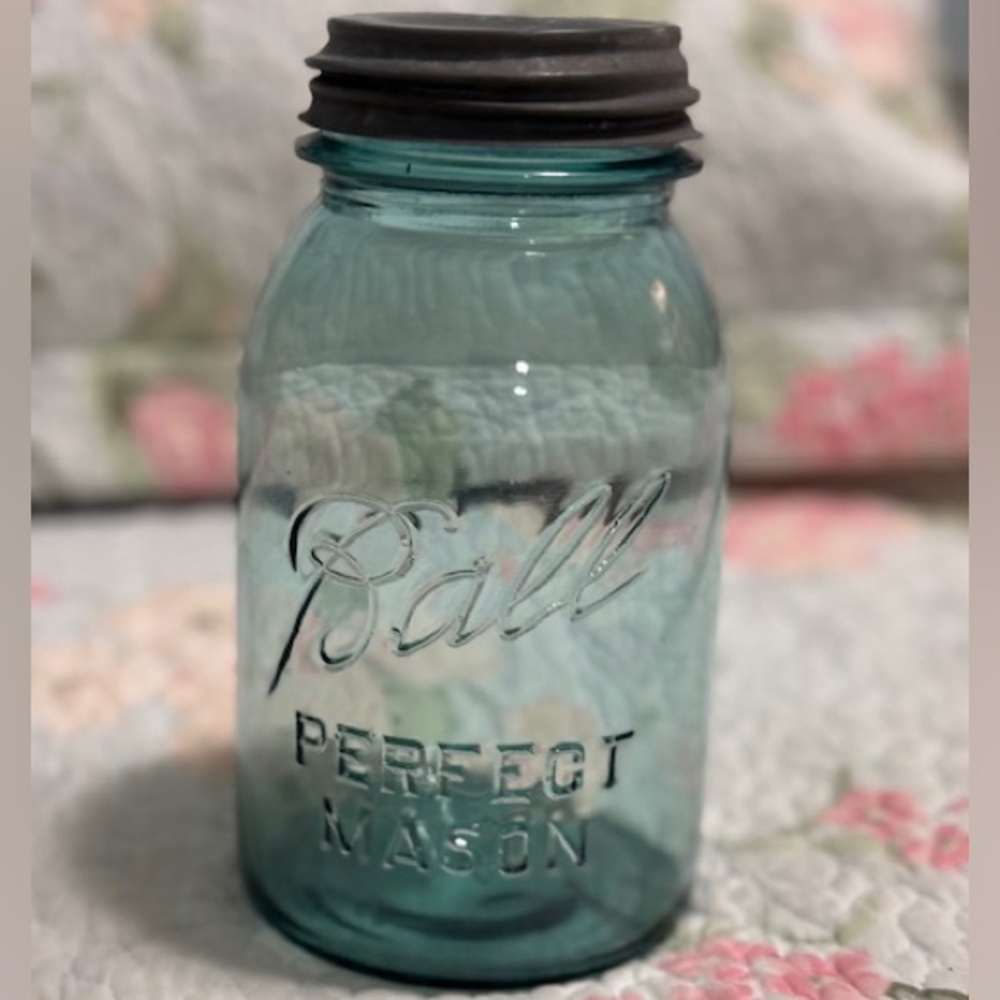 Vintage Blue Mason Jar Quart “Rare” Number 1 1923-1933